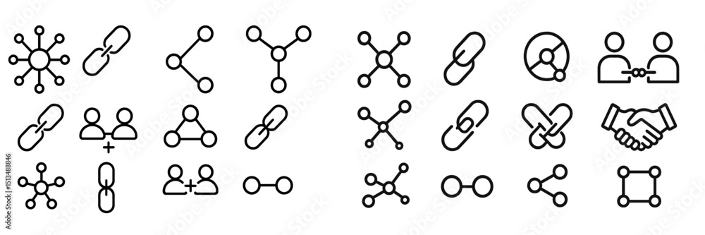 Poster symbols representing connections and interactions among various entities in a modern digital context