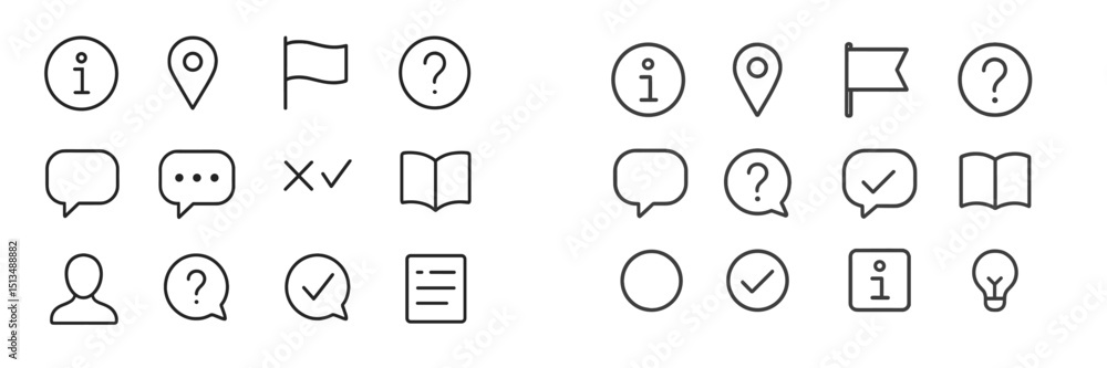 Aufkleber Collection of simple icons representing various concepts and actions for user interface design and communication