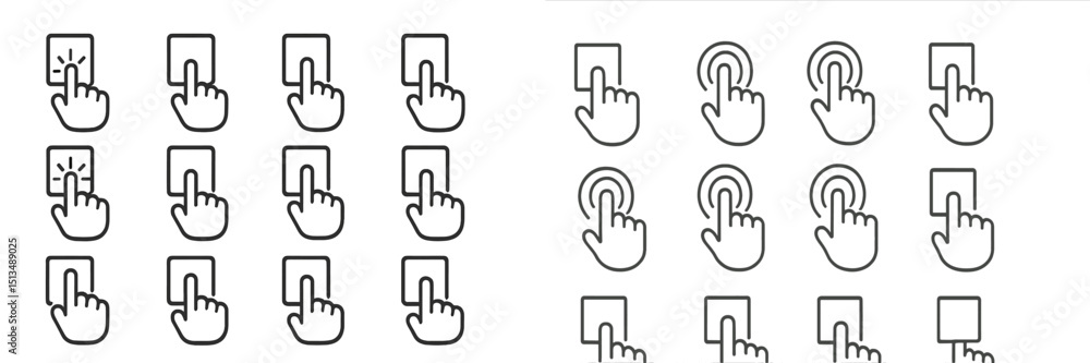 Poster collection of contact and gesture icons demonstrating various touch interactions for user interfaces