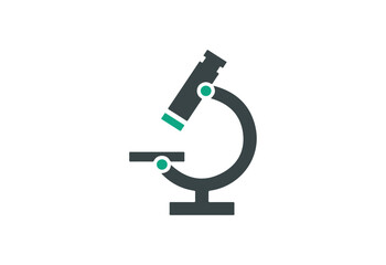 Microscope icon design, scientific research vector, laboratory equipment symbol, science logo, magnification tool illustration, biology study graphic, modern lab design