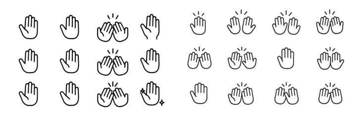 Collection of diverse hand gestures showing applause and greeting during daytime activities