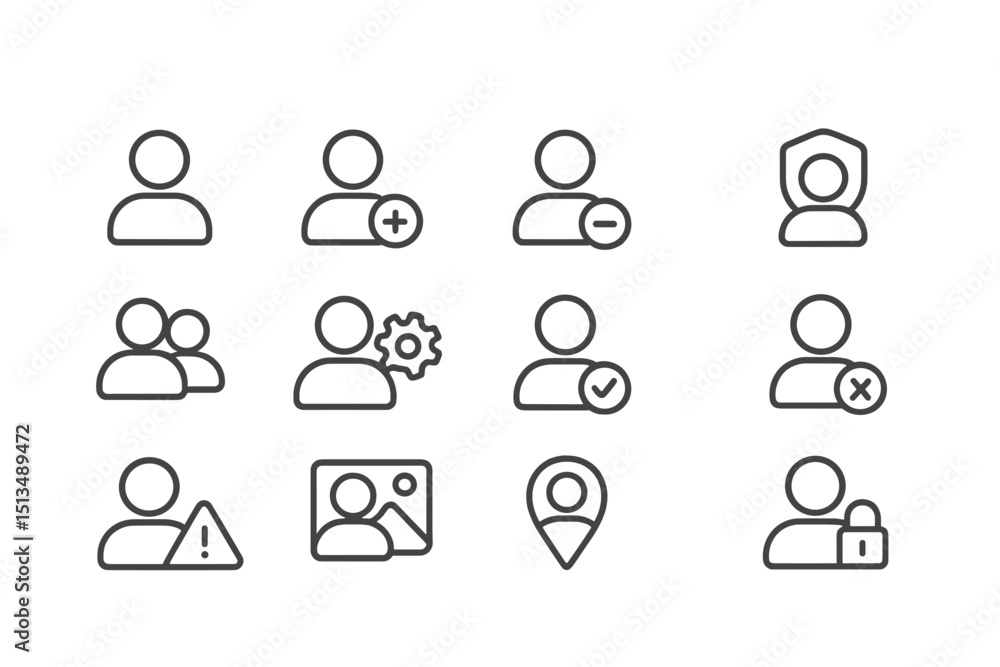 Poster user interface icons representing various actions and statuses in a digital environment