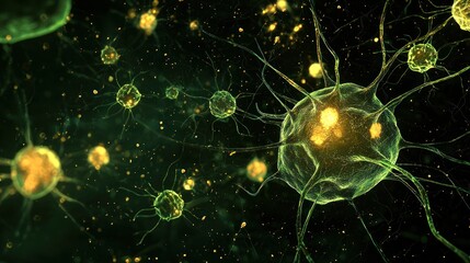 A digital representation of a virus spreading through a cellular network.