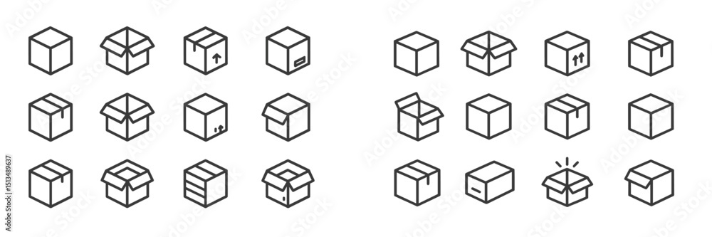 Poster various cardboard box designs displayed in a neat grid layout showcasing different styles and featur