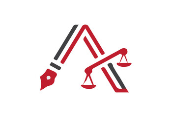 Law and Justice Logo with Pen and Scale – Professional SVG Icon Design for Legal Services, Attorneys, and Court Branding