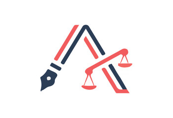 Law and Justice Logo with Pen and Scale – Professional SVG Icon Design for Legal Services, Attorneys, and Court Branding