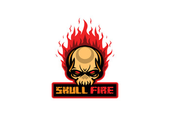 Skull with Flames Logo Design – Fierce Fire Skull SVG Icon for Biker, Gaming, Tattoo, or Rock-Themed Branding Projects