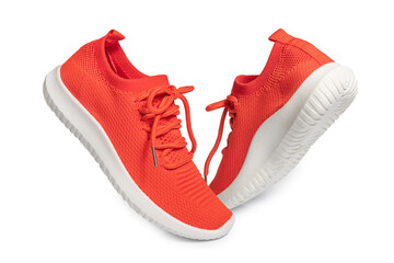 Orange sneakers isolated on white background – vibrant athletic shoes