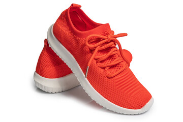 Orange sneakers isolated on white background – vibrant athletic shoes
