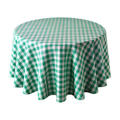 Checkered Tablecloth on Round Table isolated on a transparent background