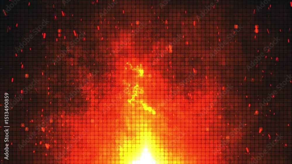 Poster a dynamic, intense and powerful abstract fire explosion featuring fiery orange tones on an intricate