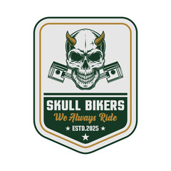 skull bikers and garage logo emblem vector design