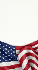 Obraz premium American flag draped on white background with visible texture 
