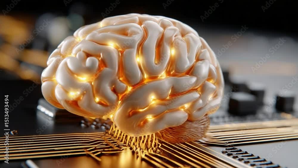Aufkleber illuminated brain: a detailed view of an illuminated brain, with neural pathways highlighting, repre