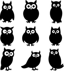 Fototapeta premium Bird and Owl Silhouettes Collection vector bundle