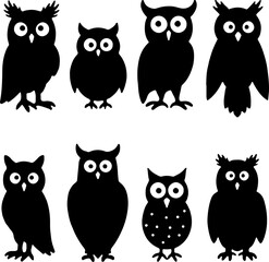 Bird and Owl Silhouettes Collection vector bundle
