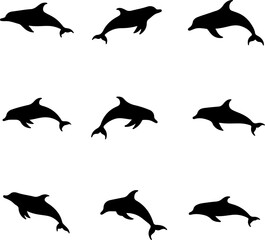 Fototapeta premium Sea Animals Silhouettes Collection vector bundle design