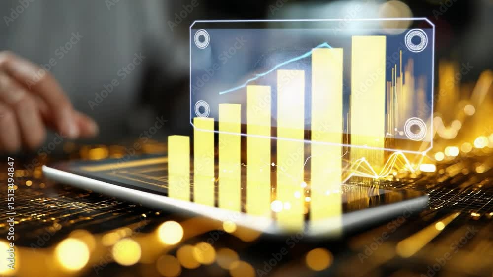 Poster digital growth: a conceptual image of digital data visualization, illustrating business growth. a la