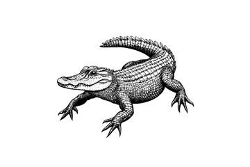 Naklejka premium Sparkling alligator silhouette a detailed illustration of an alligator transparent background perfect for design projects