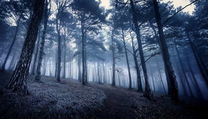 dark halloween landscape forest panorama