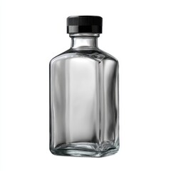Clear glass bottle with black cap mockup