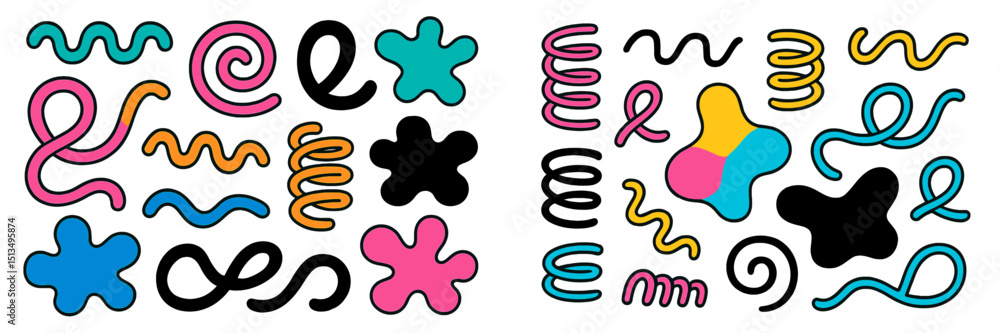 Poster colorful abstract shapes and patterns created with bold lines in a vibrant artistic composition