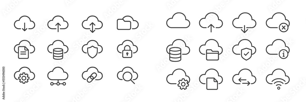 Poster various cloud storage icons illustrating data management and file synchronization concepts