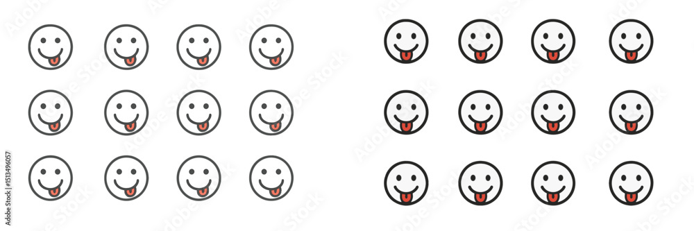 Poster happy smiley faces with tongues out create a playful atmosphere in a simple design