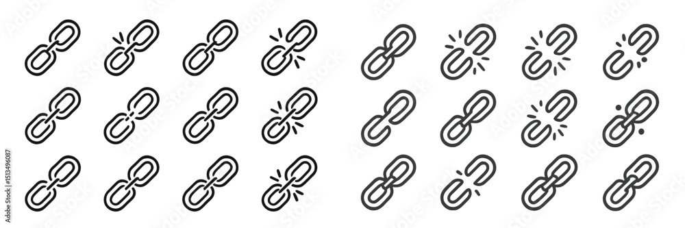 Poster linked chain illustrations representing connection and unity found in digital graphics or web design