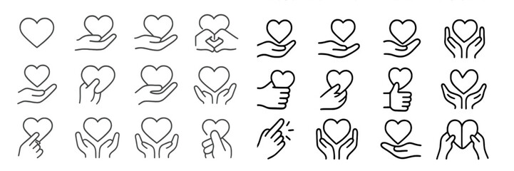 Various hand gestures conveying love and care through heart symbols in a creative design