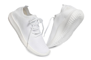 White sport sneakers isolated on white background – clean athletic footwear