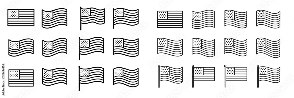 Poster various styles of american flags displayed in a patterned arrangement showcasing different designs a