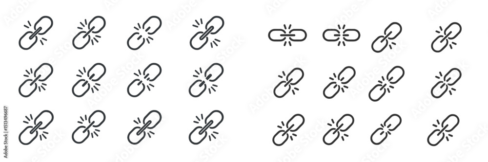 Poster link icons arranged in a grid pattern showcasing connections in digital design