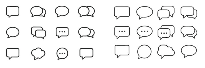 Collection of speech bubble icons in various styles for graphic design and communication purposes