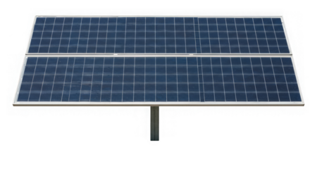 A gigapixel image depicts two solar panels aligned horizontally, mounted on a central support post.