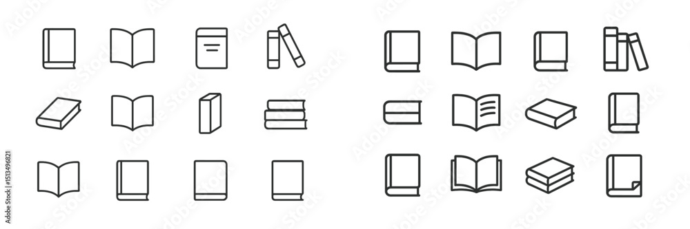 Poster various book icons representing different types of books and reading materials arranged in a systema