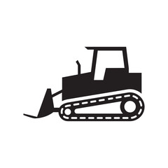 Silhouette of an industrial bulldozer
