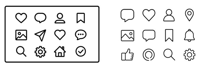 Collection of various icons representing communication and social interaction on a digital platform