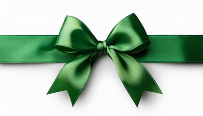 green ribbon and bow isolated against transparent background