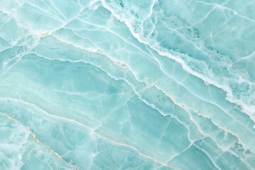 Fototapeta premium Luxurious teal, aqua & white marble texture with delicate gold veins. Polished natural stone, elegant background for interior design. generative ai