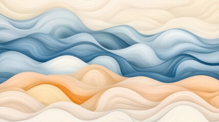  Elegant Beige and Blue Smooth Abstract Waves