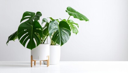 Side view of Monstera Deliciosa white background. 