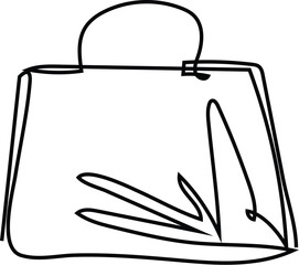 Shopping bag vector, single continuous line art shopping bag symbol isolated on white background, icon for app or web site