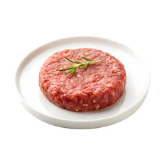 raw meat pattie isolated on a transparent background