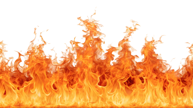real fire lines isolated on a transparent background