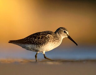 Obraz premium A wading bird in golden sunlight