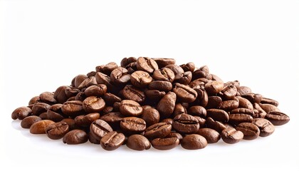 pile of coffee beans isolated on white