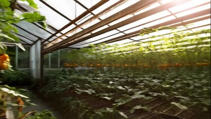 Homegrown yellow tomatoes growing inside a greenhouse, a sustainable and organic farming practice, healthy eating and fresh produce