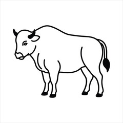 Line art of bison standing.