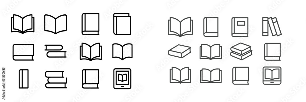 Poster collection of various book and reading illustrations showcasing different styles and formats in a mi